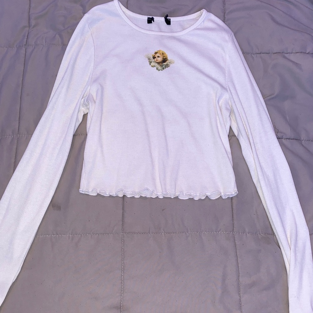 forever21 White angle cropped baby tee